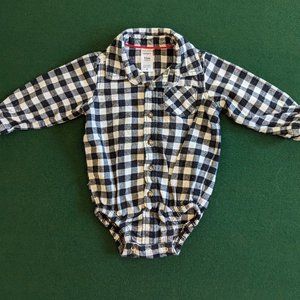 Carter's Boy's Flannel Black and White Plaid Onesie/Bodysuit 12 Months 💙